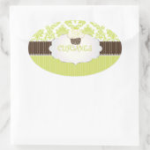 Sticker Ovale Clé PixDezines cupcake+damask/do-it-yourself coule (Sac)