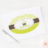 Sticker Ovale Clé PixDezines cupcake+damask/do-it-yourself coule (Enveloppe)