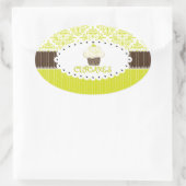 Sticker Ovale Clé PixDezines cupcake+damask/do-it-yourself coule (Sac)