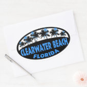 Sticker Ovale Clearwater Beach Palmiers de Floride (Enveloppe)