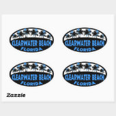 Sticker Ovale Clearwater Beach Palmiers de Floride (Feuille)