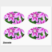 Sticker Ovale Clematis rose et Oregano sauvage (Feuille)