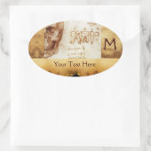 Sticker Ovale CLINIQUE DENTAIRE, MONOGRAMME DENTISTE, Parchemin  (Sac)