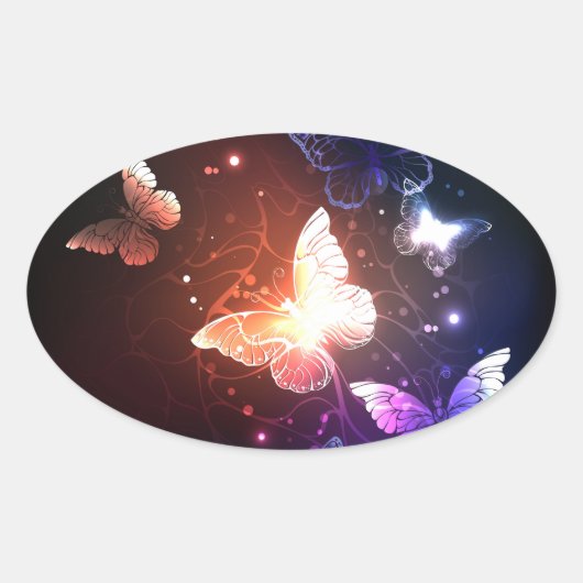 Sticker Ovale Clowing Night Butterflies (Devant)