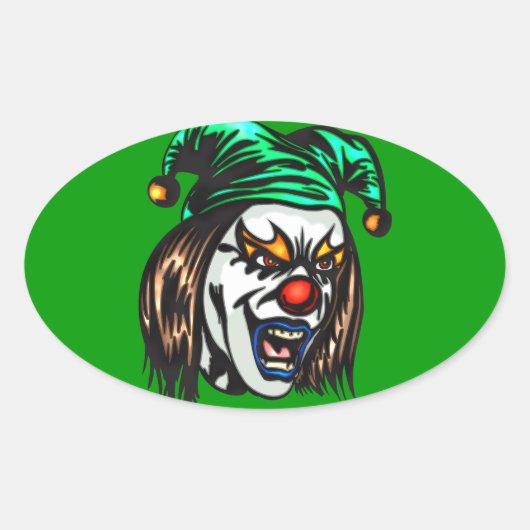 Sticker Ovale Clown malin traître (Devant)