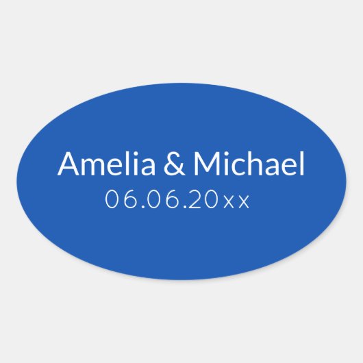 Sticker Ovale Cobalt Blue minimalist save the date (Devant)