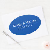 Sticker Ovale Cobalt Blue minimalist save the date (Enveloppe)