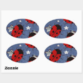 STICKER OVALE COCCINELLE (Feuille)