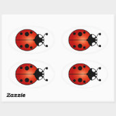 Sticker Ovale Coccinelle chanceuse (Feuille)