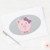 Sticker Ovale Cochon fille mignonne (Enveloppe)
