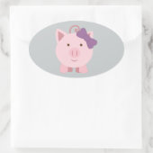 Sticker Ovale Cochon fille mignonne (Sac)
