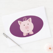 Sticker Ovale Cochon mignon surpris (Enveloppe)