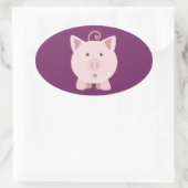 Sticker Ovale Cochon mignon surpris (Sac)