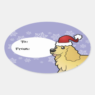 Sticker Ovale Cocker d'Américain de Noël