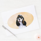Sticker Ovale Cocker Spaniel (Parti) Peinture - Art Chien origin (Enveloppe)