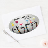 Sticker Ovale Cocktail de fête d'anniversaire (Enveloppe)