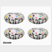 Sticker Ovale Cocktail de fête d'anniversaire (Feuille)