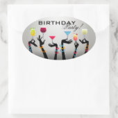 Sticker Ovale Cocktail de fête d'anniversaire (Sac)