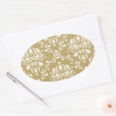 Sticker Ovale Cocoa and Cream Damask (Enveloppe)