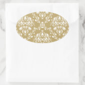 Sticker Ovale Cocoa and Cream Damask (Sac)