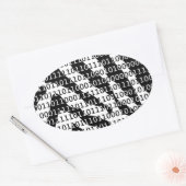 Sticker Ovale Code binaire Zebra noir et blanc (Enveloppe)