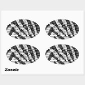 Sticker Ovale Code binaire Zebra noir et blanc (Feuille)
