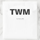 Sticker Ovale Code de l'aéroport - Deux ports, Minnesota (Sac)