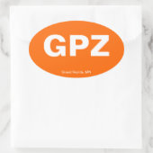 Sticker Ovale Code de l'aéroport - Grand Rapids, Minnesota (Sac)