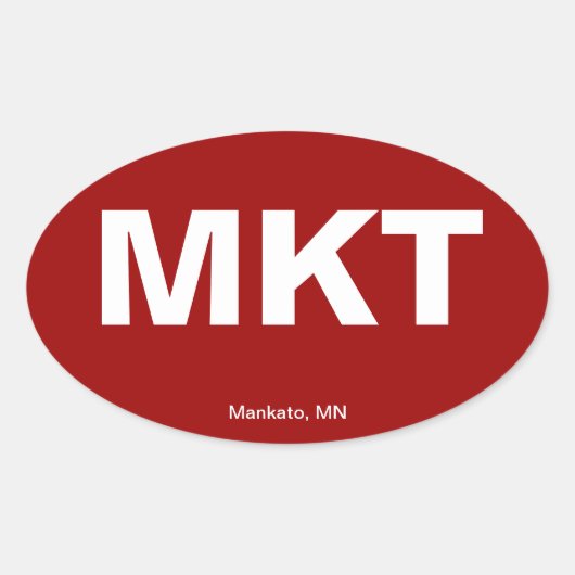 Sticker Ovale Code de l'aéroport - Mankato, Minnesota (Devant)