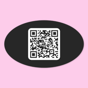 Sticker Ovale Code QR moderne modifiable Blanc noir ou toute c