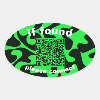 Sticker Ovale Code QR vert citron mignon objets trouvés