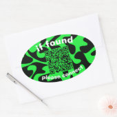 Sticker Ovale Code QR vert citron mignon objets trouvés (Enveloppe)