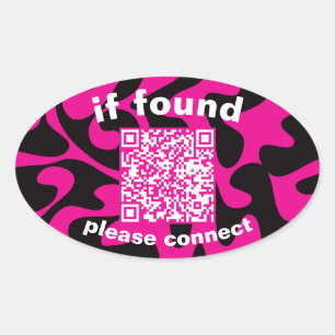 Sticker Ovale Code QR vert citron mignon objets trouvés