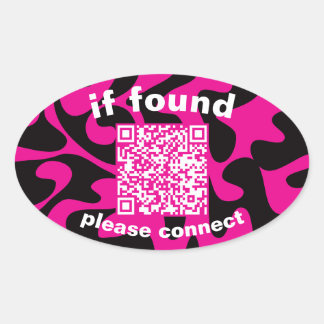 Sticker Ovale Code QR vert citron mignon objets trouvés