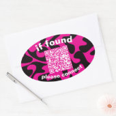 Sticker Ovale Code QR vert citron mignon objets trouvés (Enveloppe)