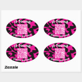 Sticker Ovale Code QR vert citron mignon objets trouvés (Feuille)