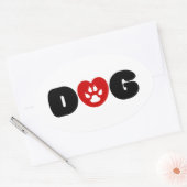 Sticker Ovale Coeur d'amour de chien (Enveloppe)