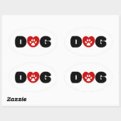 Sticker Ovale Coeur d'amour de chien (Feuille)