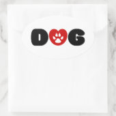 Sticker Ovale Coeur d'amour de chien (Sac)