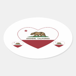 Sticker Ovale coeur d'anaheim de drapeau de la Californie