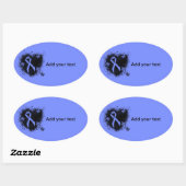 Sticker Ovale Coeur de gravité du ruban bleu de sensibilisation (Feuille)