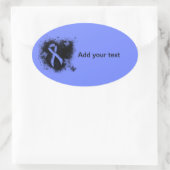 Sticker Ovale Coeur de gravité du ruban bleu de sensibilisation (Sac)