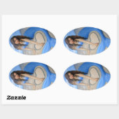 Sticker Ovale Coeur de la sirène bleue (Feuille)