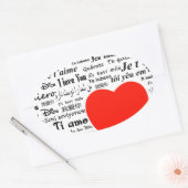 Sticker Ovale coeur je t'aime (Enveloppe)