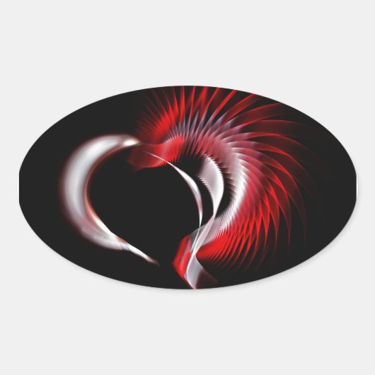 Sticker Ovale Coeur métallique (Devant)