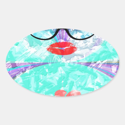 Sticker Ovale Coeur parfait (Devant)