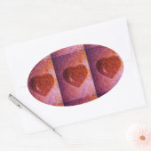 Sticker Ovale coeur rose corail (Enveloppe)