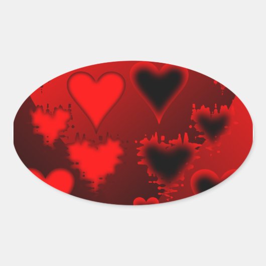 Sticker Ovale Coeurs (Devant)