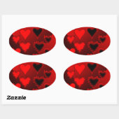 Sticker Ovale Coeurs (Feuille)