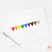 Sticker Ovale Coeurs arc-en-ciel, la vie noire (Enveloppe)